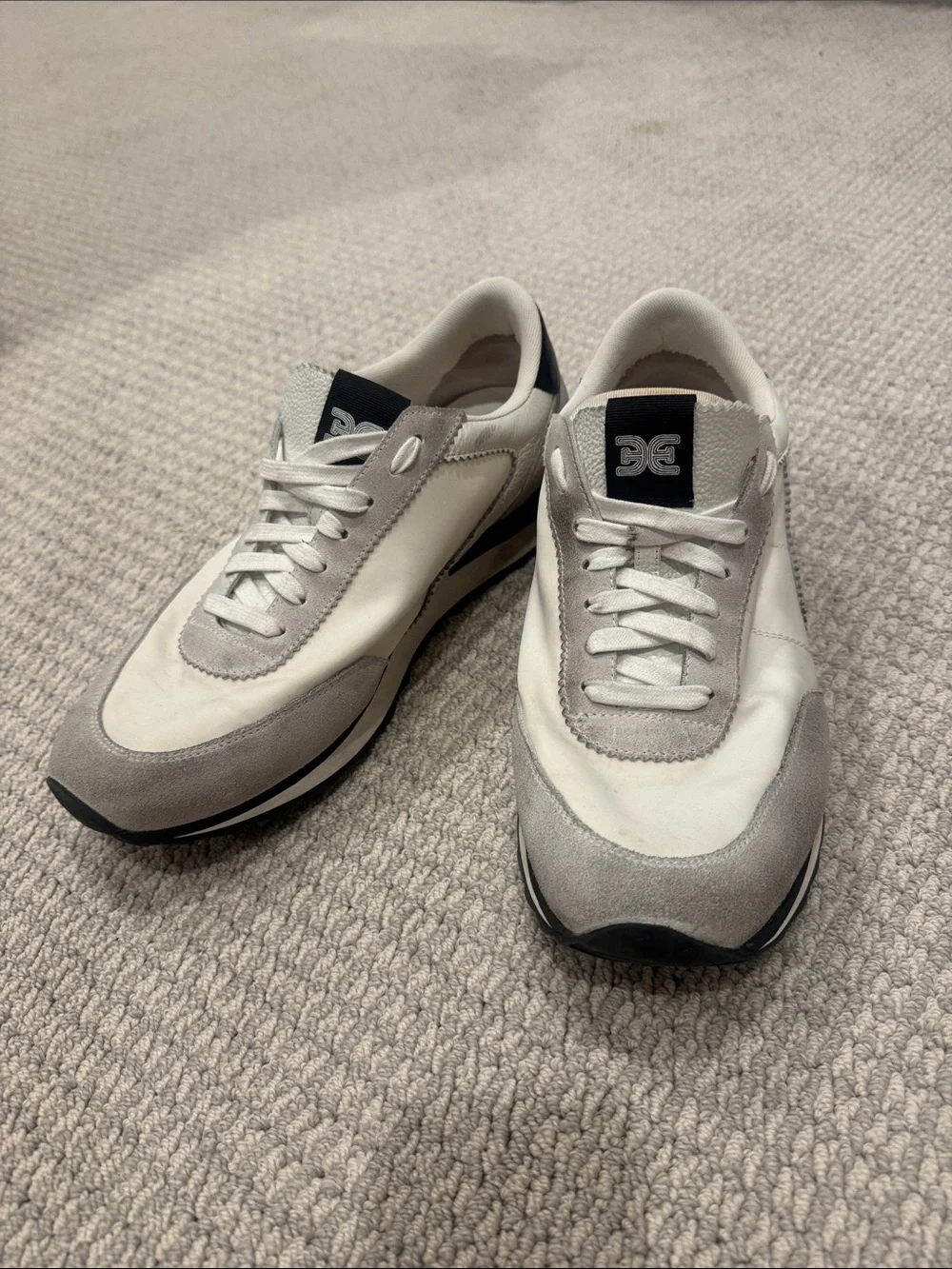 Sam Edelman Men's White and Light Gray Lace-Up Sneakers
